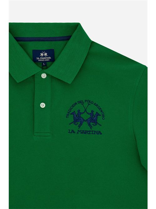 Polo uomo manica corta in piquet stretch con logo Iconic Team - Miguel LA MARTINA | MCP001PK001/03049